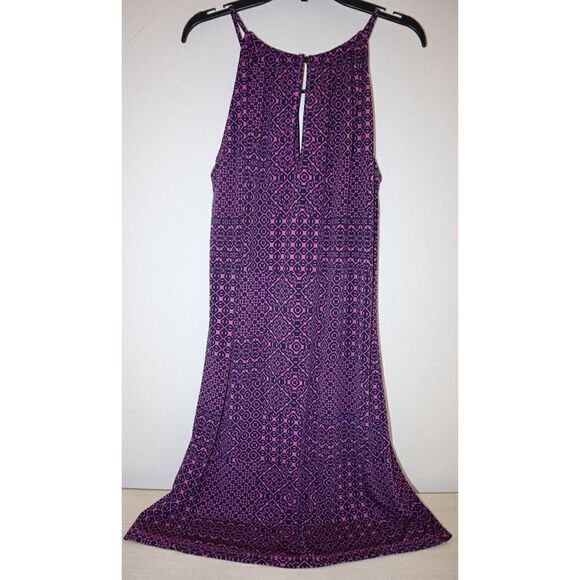 Banana Republic Women Petite Sz S Purple/Navy Geometric Keyhole Halter Dress $70 - Picture 2 of 12